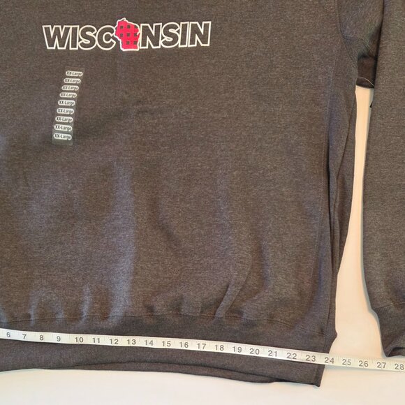NWT - Signature Concepts Wisconsin Plaid Crew Sweatshirt, 2XL, Charcoal Gray - Picture 6 of 12